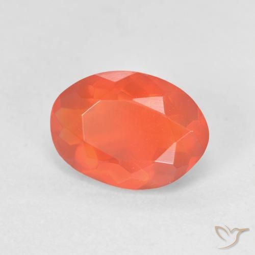 Opale de feu Orange vif naturelle ovale, 1.09 ct, Transparent