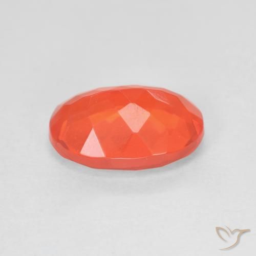 Opale de feu Rouge-orange cramoisi vif naturelle Coupe ovale, 2.04 ct, Transparent