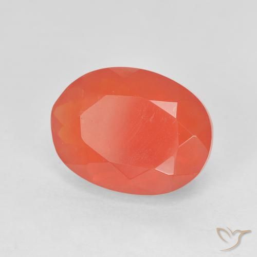 Opale de feu Rouge-orange cramoisi vif naturelle ovale, 3.10 ct, Transparent