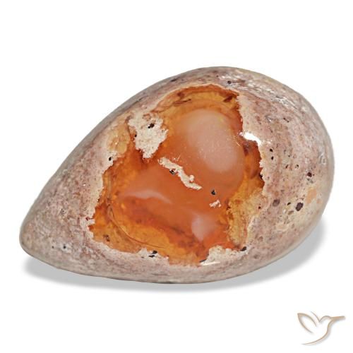 Opale de feu multicolore naturelle en forme de poire, 8,64 ct, opaque