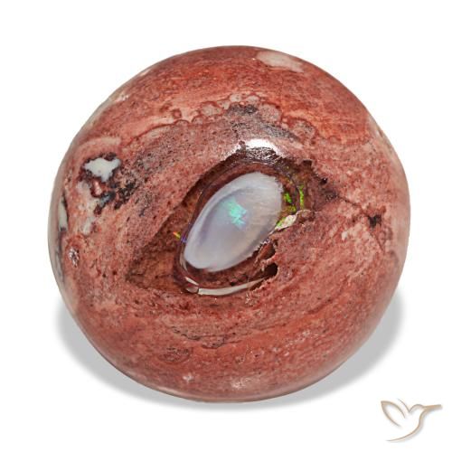 Opale de feu multicolore naturelle coupe roude, 9,08 ct, opaque
