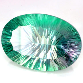 Fluorite multicolore naturelle coupe ovale, 84,68 ct, IF