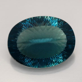 Fluorite bleue naturelle coupe ovale, 76,61 ct, VVS
