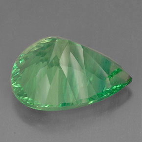 Fluorite vert naturelle en forme de poire, 37,71 ct, VVS