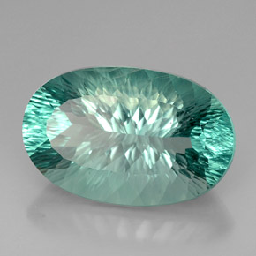 Fluorite vert naturelle coupe ovale, 67,26 ct, VVS