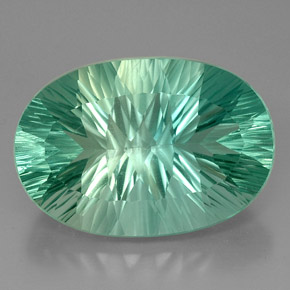 Fluorite vert naturelle coupe ovale, 48,96 ct, VVS-VS