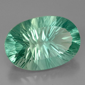 Fluorite vert naturelle coupe ovale, 48,96 ct, VVS-VS