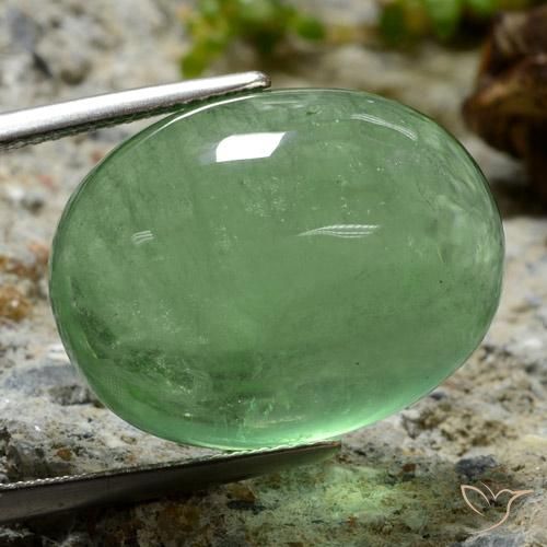 Fluorine Vert clair naturelle ovale, 32.31 ct, Transparent