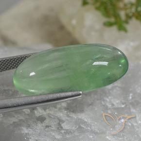 Fluorine Vert chaud naturelle ovale, 27.65 ct, Transparent