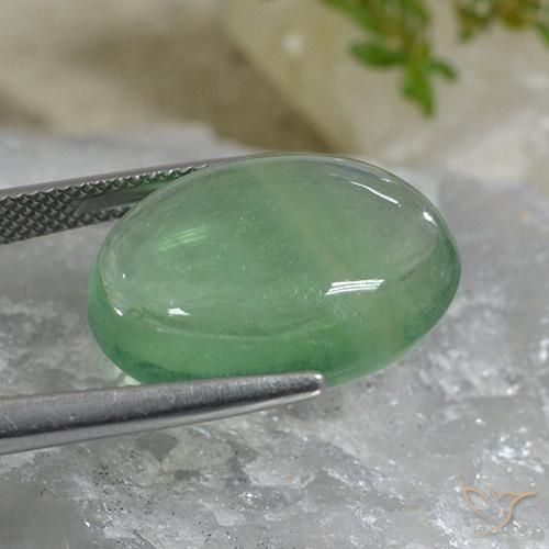 Fluorine Vert clair naturelle ovale, 24.65 ct, Transparent
