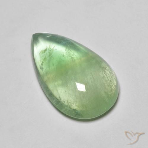 Fluorine Vert citron naturelle En forme de poire, 12.33 ct, Transparent