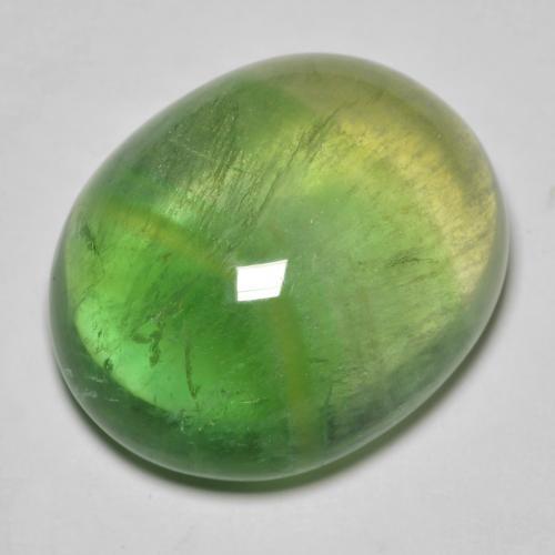 Fluorine Forêt verte naturelle Coupe ovale, 37.28 ct, Transparent