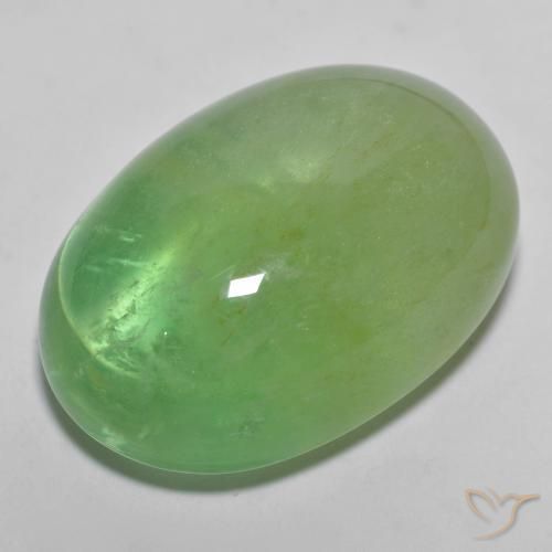 Fluorine Vert poire pâle naturelle ovale, 36.25 ct, Translucide