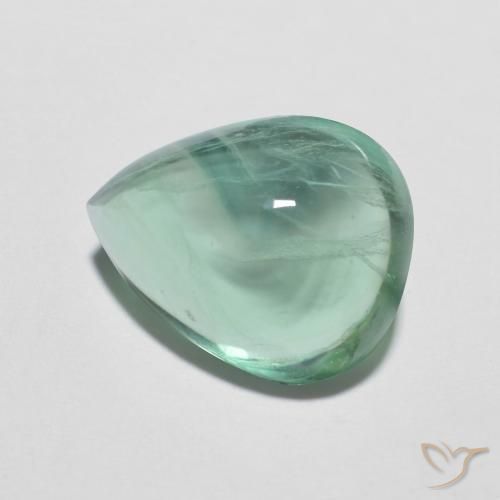 Fluorine Vert bleu clair naturelle En forme de poire, 6.47 ct, Transparent