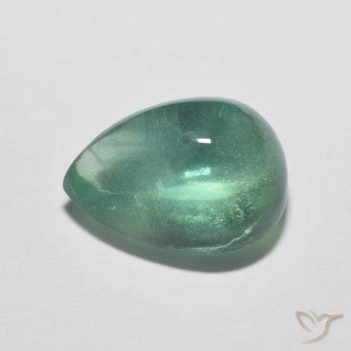 Fluorine Vert bleu clair naturelle En forme de poire, 6.47 ct, Transparent