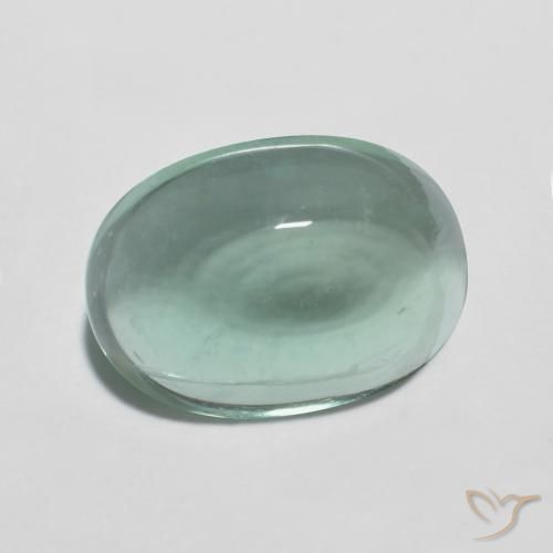 Fluorine Vert bleu très clair naturelle ovale, 7.09 ct, Transparent