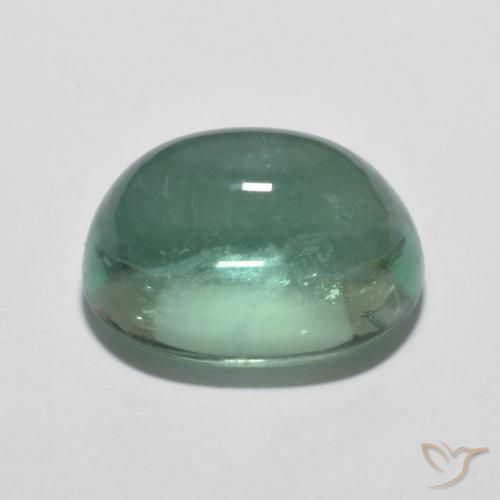 Fluorine Vert bleu très clair naturelle ovale, 7.09 ct, Transparent
