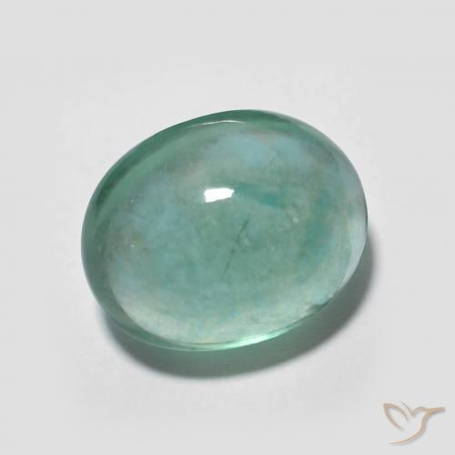 Fluorine Vert bleu clair naturelle ovale, 7.08 ct, Transparent