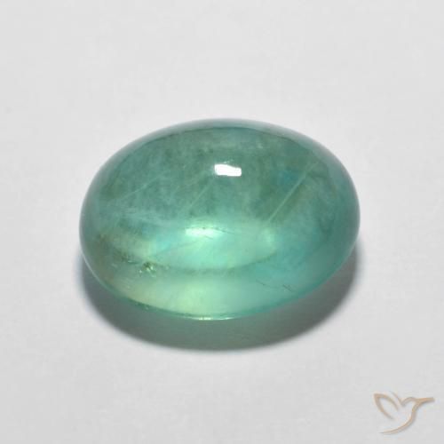 Fluorine Vert bleu clair naturelle ovale, 7.08 ct, Transparent