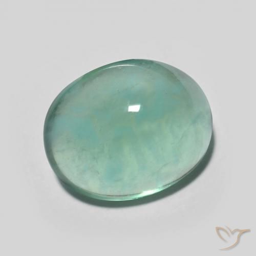 Fluorine Bleu vert naturelle ovale, 7.27 ct, Transparent