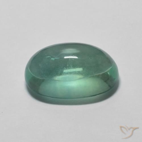 Fluorine Vert bleuâtre naturelle ovale, 5.09 ct, Transparent