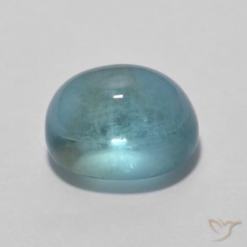 Fluorine Vert bleu clair naturelle ovale, 3.29 ct, Transparent