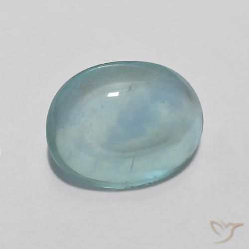 Fluorine Light Bluish Turquoise naturelle ovale, 4.94 ct, Transparent