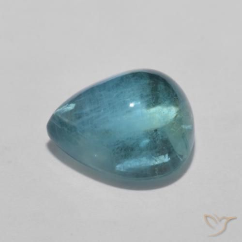 Fluorine Bleu vert naturelle En forme de poire, 3.85 ct, Transparent