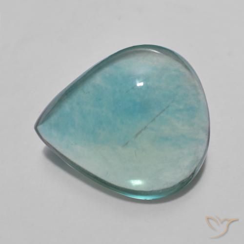 7.89ct Naturel Bleu vert Fluorine, En forme de poire, Transparent
