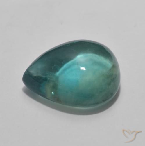 Fluorine Bleu vert naturelle En forme de poire, 7.89 ct, Transparent