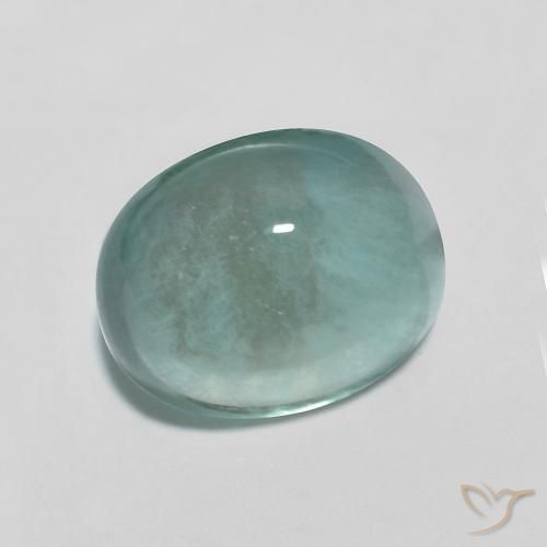 Fluorine Vert bleu très clair naturelle ovale, 4.16 ct, Transparent
