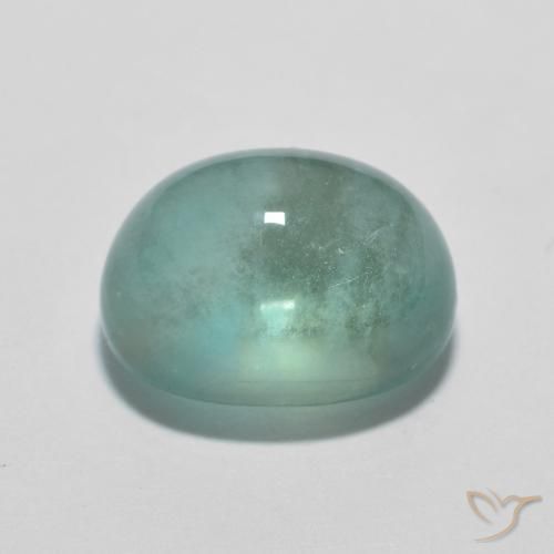 Fluorine Vert bleu très clair naturelle ovale, 4.16 ct, Transparent