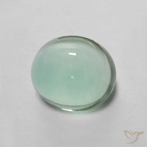 Fluorine Vert bleu clair naturelle ovale, 2.96 ct, Transparent