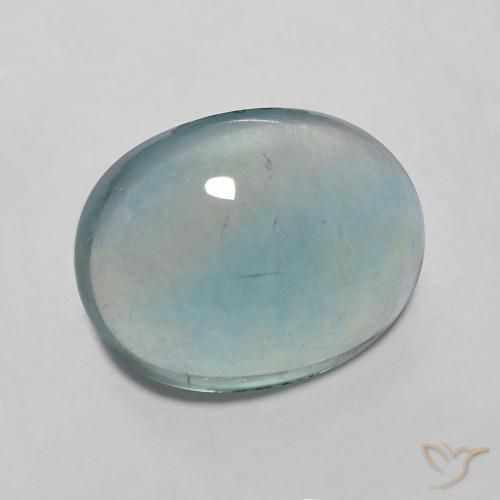 Fluorine Vert bleu très clair naturelle ovale, 3.98 ct, Transparent