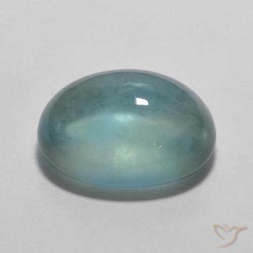Fluorine Vert bleu très clair naturelle ovale, 3.98 ct, Transparent