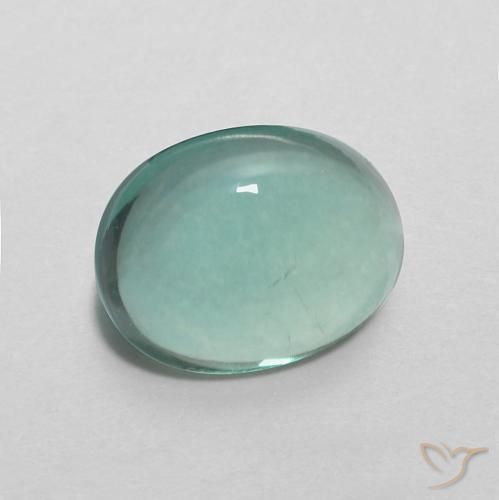 Fluorine Vert bleu clair naturelle ovale, 2.93 ct, Transparent