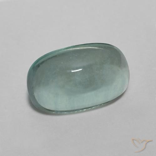 Fluorine Vert bleu clair naturelle ovale, 3.12 ct, Transparent