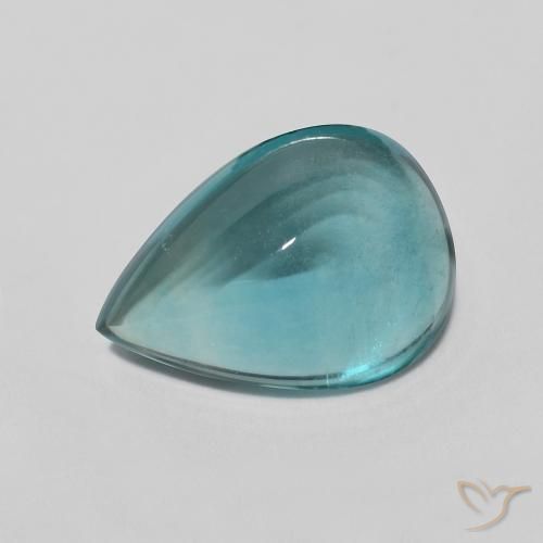 Fluorine Medium Dark Blue-Green naturelle En forme de poire, 2.97 ct, Transparent