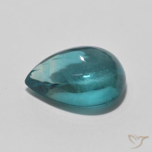 Fluorine Medium Dark Blue-Green naturelle En forme de poire, 2.97 ct, Transparent