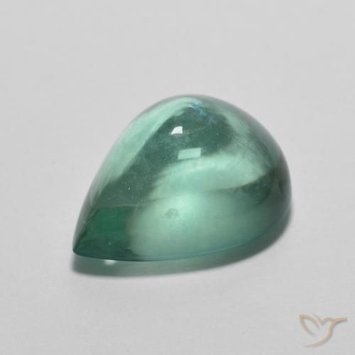 4.81ct Naturel Bleu vert Fluorine, En forme de poire, Transparent