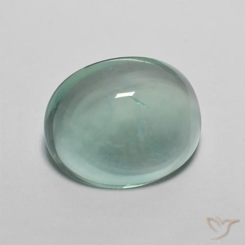 Fluorine Vert bleuâtre naturelle ovale, 7.22 ct, Transparent