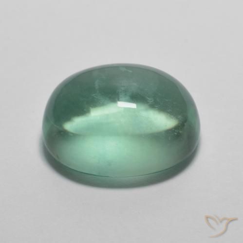 Fluorine Vert bleuâtre naturelle ovale, 7.22 ct, Transparent