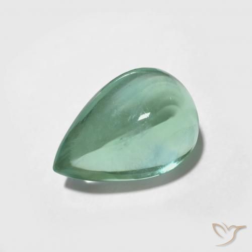 Fluorine Bleu vert naturelle En forme de poire, 3.87 ct, Transparent
