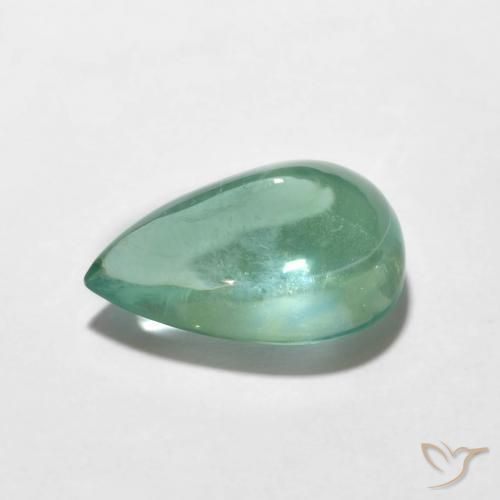 Fluorine Bleu vert naturelle En forme de poire, 3.87 ct, Transparent