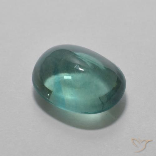Fluorine Vert bleu naturelle ovale, 5.08 ct, Transparent