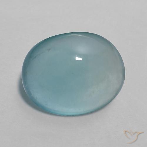 Fluorine Bleu vert moyen naturelle ovale, 4.43 ct, Transparent