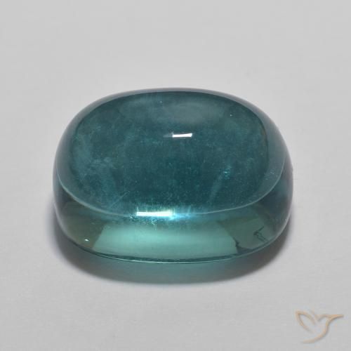 Fluorine Bleu foncé Vert naturelle Coussin, 11.02 ct, Transparent