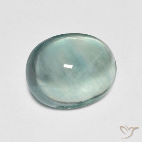 Fluorine Vert bleu très clair naturelle ovale, 3.34 ct, Transparent