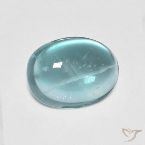 Fluorine Bleu vert moyen naturelle ovale, 2.78 ct, Transparent