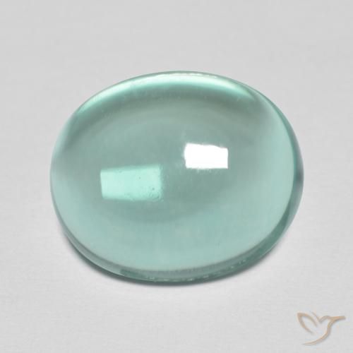 Fluorine Vert bleu très clair naturelle ovale, 8.43 ct, Transparent